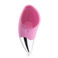 Электрическая щетка-массажер Sonic Facial Brush для чистки лица силиконовая Розовая