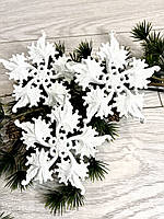 Ялинкова прикраса — сніжинка. Сніжинка новорічна (12 см полістоун), фото 3