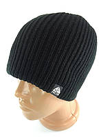 Мужская шапка Черная зимняя вязаная на флисе с эмблемой ACG плотная