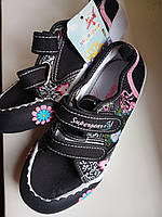 Мокасины/кеды детские для девочки на липучках Supergear, черные, 35 размер.