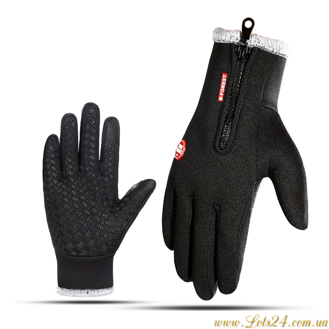 Зимові сенсорні рукавички хутряні, утеплені, флісові (для сенсорних екранів телефонів) Чорні S