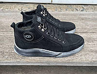 Чоловічі зимові черевики ботінки Ugg Хит 2023 зима, Мужские кожаные зимние ботинки угг нубук черные хаки Топ