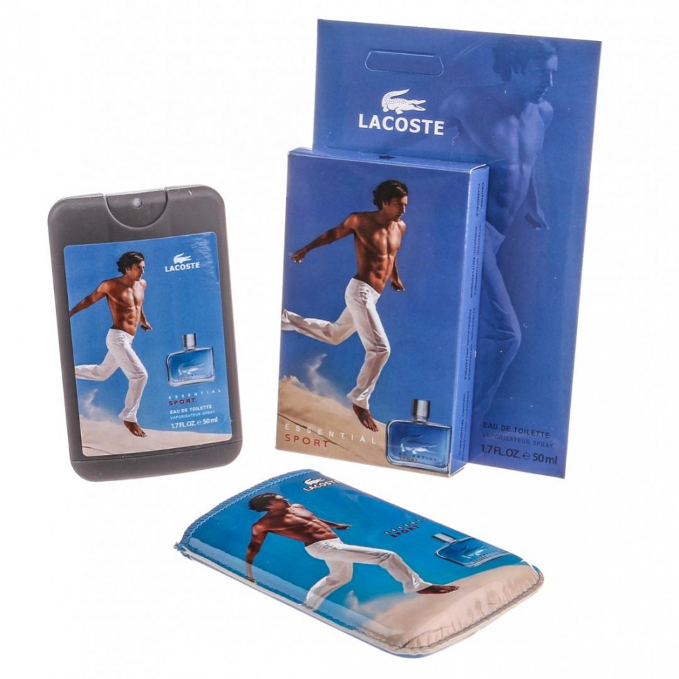 Духи (міні-парфуми) LACOSTE Essential Sport 50 мл у стильному чохлі з фотодруком