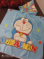 Детское пляжное полотенце пончо махра-велюр 120*60 см.в развернутом виде з капюшоном