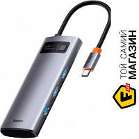 USB-хаб Baseus Metal Gleam Series 5в1 Multifunctional Type-C Hub Docking Station Gray (CAHUB-CX0G)