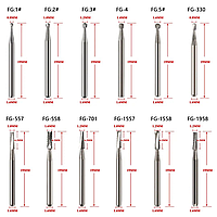 Бори твердосплавні стоматологічні "АZDENT" в асортименті(шт)