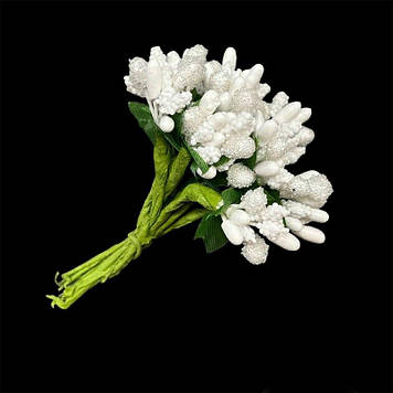 Тичинка комбінована на гілці, на ніжці, маленькі квіточки,колір білий