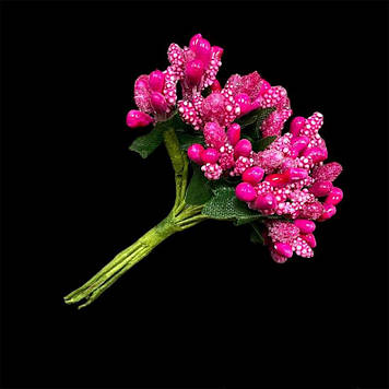 Тичинка комбінована на гілці, на ніжці, маленькі квіточки,колір фуксія