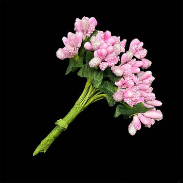 Тичинка комбінована на гілці, на ніжці, маленькі квіточки,колір рожевий