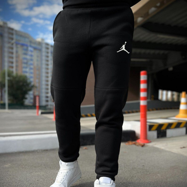 Спортивні штани Nike Jordan чоловічі теплі на флісі, Джордан чорні зимові