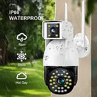 Беспроводная Камера DUAL CAMERA P12 WIFI IP 360/90 V380PRO 3+3.0mp Поворотная Уличная с Датчиком Движения