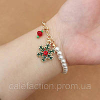 Новогодний браслет с подвеской Жемчужный браслет с украшениями Снежинка