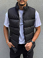 Мужская жилетка с карманами на молнии с наполнителем тренд стильная базовая черный, бежевый