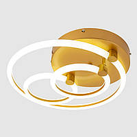 Светодиодная люстра золотистого цвета на 3 плафона-кольца 86W с пультом 3000-6000К Sirius N 3804