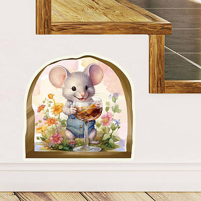 Декоративна наклейка мишка в нірці, що світиться. Подарунок дитині, Дитячі наклейки. Казки для дітей.