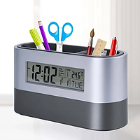 Настольные часы органайзер с термометром и календарем HLV 038 | Подставка для ручек