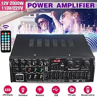 Усилитель звука 326 AMP BT с Bluetooth, интегральный, Karaoke на 4 микрофона, USB, SD Кардридер и FM ERG