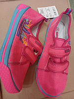 Мокасины/кеды детские для девочки на липучках Supergear, розовые, 30, 32, 34, 35 размер.