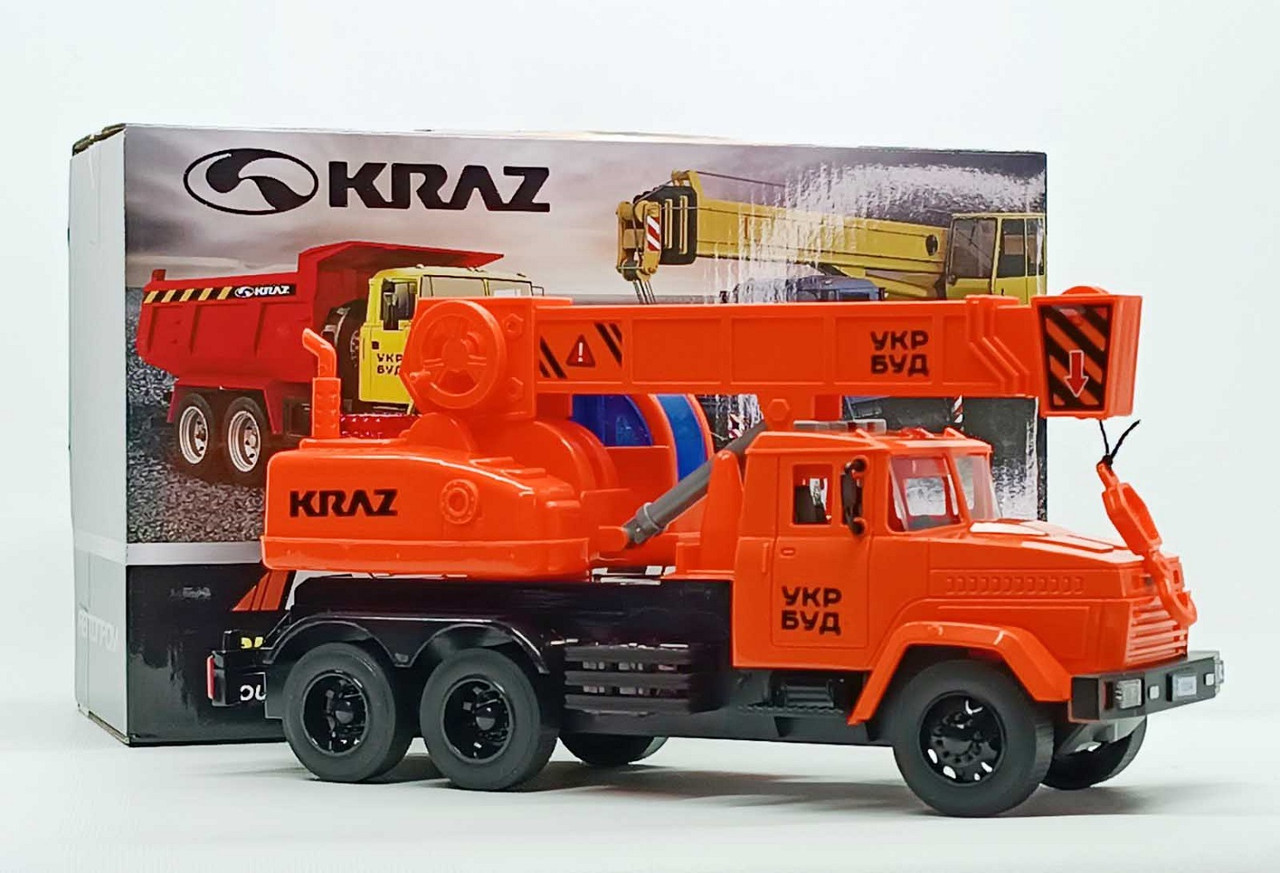 Машинка Автопром Краз Автокран 30 см помаранчевий KR-2202-13B