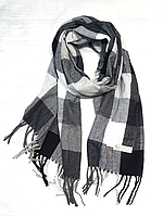 Теплий шарф у клітину Ребекка 180*65 см чорно-білий