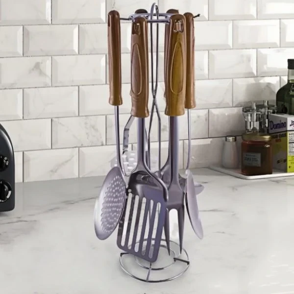 Набір кухонного приладдя з пластиковою ручкою на стойці Акіда, 7 предметів Empire EM5533 ( 7 шт ), фото 1