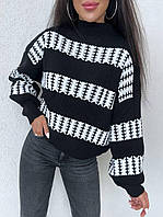 Женский вязаный свитер с узором Черный