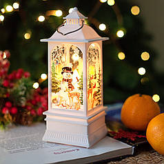 Декоративний ліхтар новорічний 20 см Ліхтарик із підсвіткою на батарейках підвісний Білий