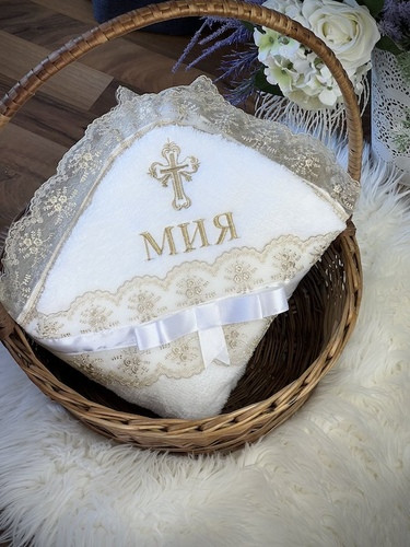 Крижмо Brilliant Baby з мереживом Таїнство 95х95 см Білий (BB233), фото 1