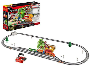 Дитяча залізниця, поїзд на акумуляторі, локомотив + 2 вагони, рухомі елементи