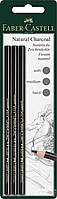 Набор карандашей угольных натуральных Faber-Castell Pitt Charcoal, цвет черный безмасляный, 3 твердости,117498