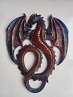 Авторський новорічний подарунок Червоний Дракон із епоксидної смоли, іграшка ручної роботи, прикраса на стіну