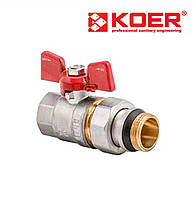 Кран шаровой KOER 1/2" вн-нр с американкой PN40 бар 'антипротечка'