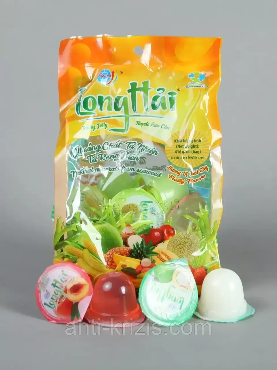 Цукерки желе Long Hai Fruity Jelly фруктове желе асорті із соком фруктів 400 г (В'єтнам)