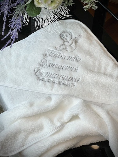 Крижмо Brilliant Baby Іменне з янголом 95х95 см Білий (BB092), фото 1