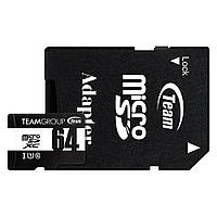 Карта памяти MicroSDHC 64GB UHS-I Class 10 Team Black + SD-adapter (TUSDX64GCL10U03)