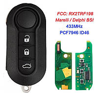 Выкидной ключ Fiat, Citroen, Peugeot 3 кнопки 433 Mhz, лезвие SIP22