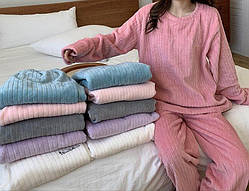 Тепла піжама, теплі домашні штани та кофта , зимовий комплект піжами теплий (9103) .Хит!