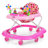 Ходунки прыгунки каталка Bambi Первые шаги для девочки от 6 месяцев цвет розовый силиконовые колеса