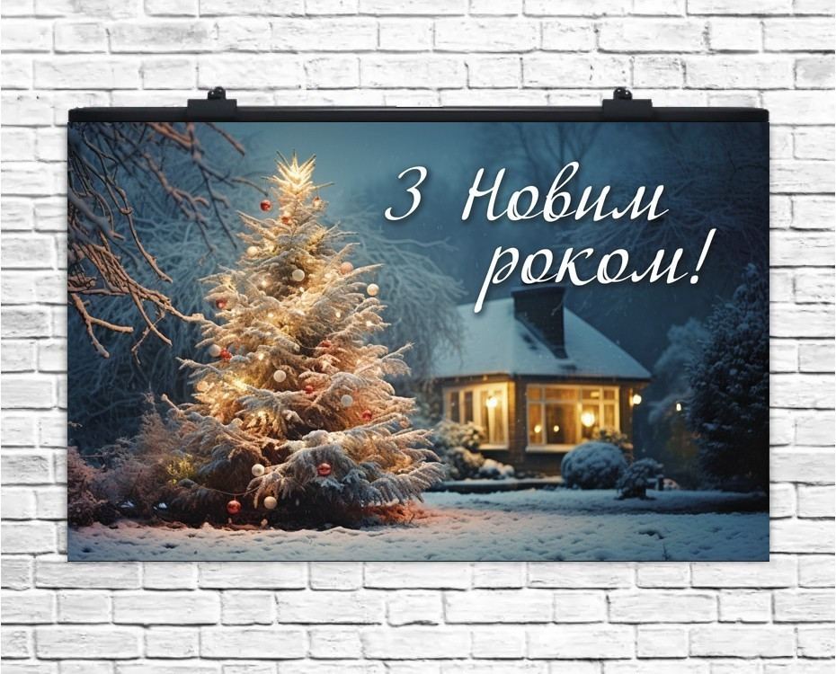 Плакат для свята  З Новим Роком!, новорічний плакат, 75×120 см
