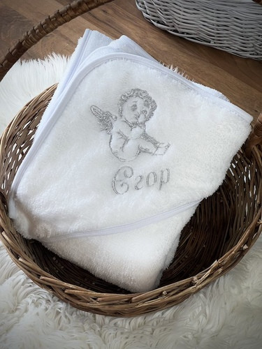 Крижмо Brilliant Baby Благо іменне з янголом 95х95 см Білий (BB077), фото 1