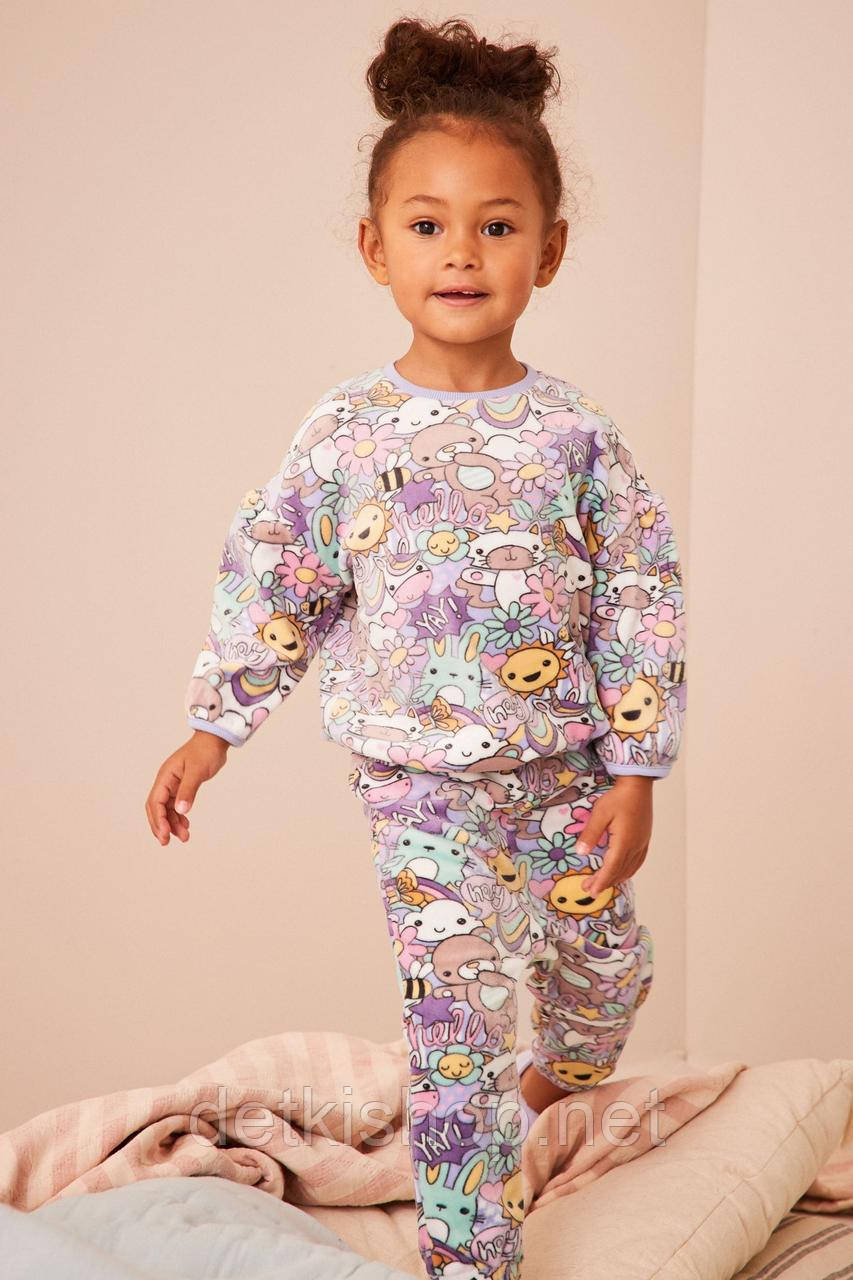 Тепла флісова піжама для дівчинки теплий костюм для дому