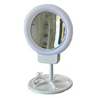 Дзеркало з Led підсвічуванням та акумулятором XJ-998 Кругле косметичне для макіяжу зі збільшенням до 10 раз