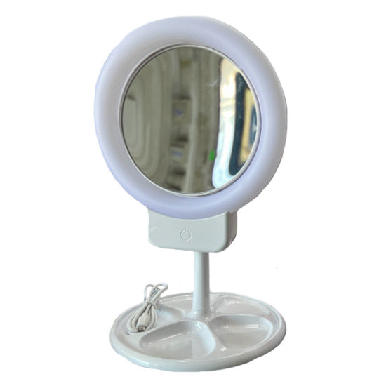 Дзеркало з Led підсвічуванням та акумулятором XJ-998 Круглое косметичне для макіяжу зі збільшенням до 10 разів.