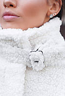 Женская белая молодежная зимняя куртка шуба на утеплителе из меха Teddy Bear