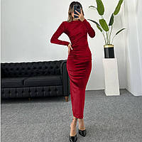 Женское красное бархатное платье миди Вечернее платье Красный