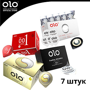 Презервативи OLO Seven Pack 7 штук набір 4 вида ультратонкі 0,01мм