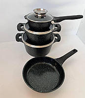 Набор гранитной посуды сотейник казан сковородка НК-315 сковородка кастрюля