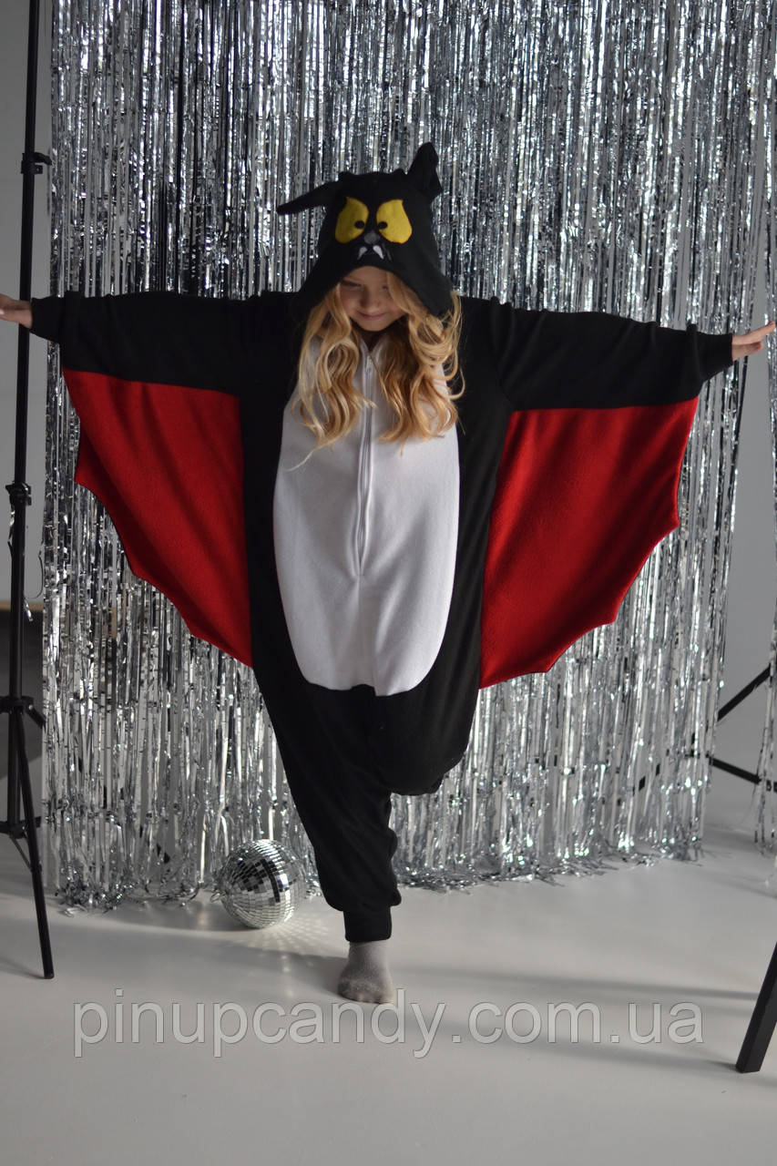 Кигуруми детский костюм пижама Бэтмен Batman (Кажан) черный (80/86/92/98/104), фото 1