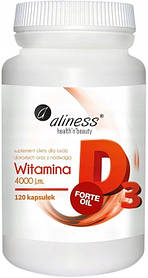 БАД Aliness вітамін D3 Forte Oil 4000 МО з ланоліном капсули 120 шт.