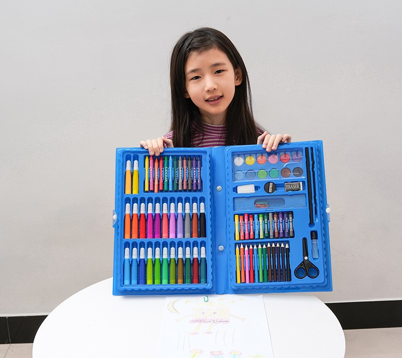 Набір для малювання на 86 предметів, дитячий, фарби, фломастери, олівці